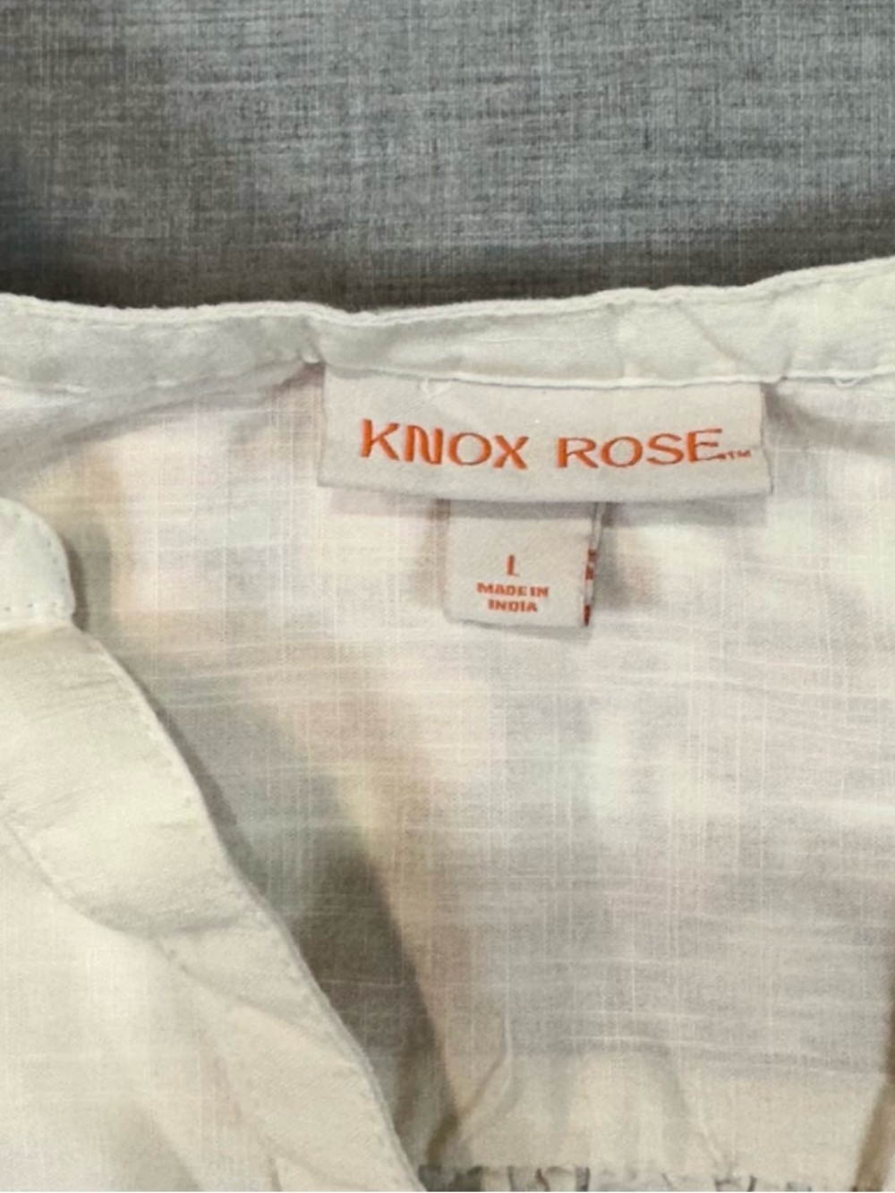 Knox Rose Cream boho Tunic with Orange Embroidered Accents - Picture 3 of 6